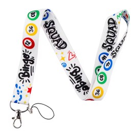Pinstant Bingo Squad Game Chance Gambling Ball Balls Number Numbers Cards Grid Card Senior Senior Center Church 17.7" Neck Lanyard Keychain Holder ID Badge Mobile Phone Pin Strap