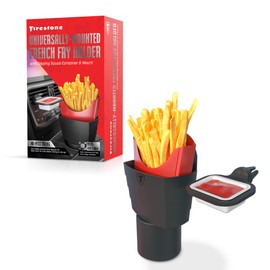 Firestone Universal Car French Fry Holder with Dipping Sauce Container - Convenient, No-Mess Eating Accessory, Multi-Functional for Phone, Wallet - Fits Most Cup Holders and Air Vents