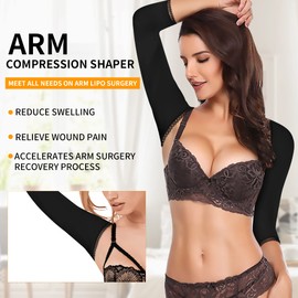 RDSIANE Upper Arm Compression Shaper Post Surgery Slimmer Sleeves Posture Corrector Tops Shapewear for Women (Black, Medium)