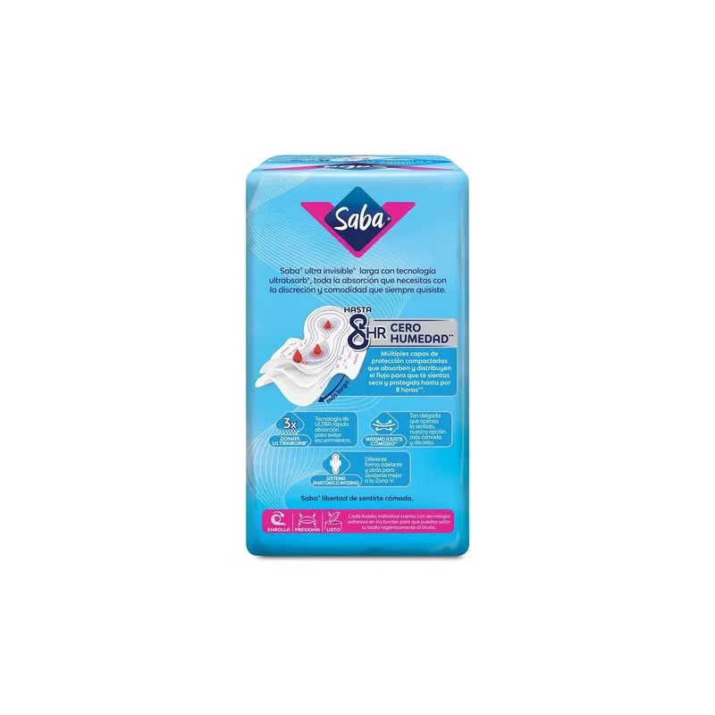 Toalla Femenina Ultra Invisible 26 Piezas Saba