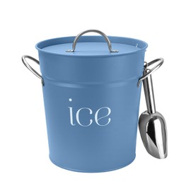 3Qt Blue Galvanized Ice Bucket with Lid, Scoop & Handles - Ideal for Cocktails, Parties, BBQs, Wine & Champagne Double-Layer Insulated Outer & Galvanized Inner Layer, Perfect for Home & Outdoor Use