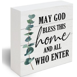 Christian Blessed Signs for Home Decor, Religious Artwork Decor for Farmhouse, May God Bless This Home and All Who Enter -D05