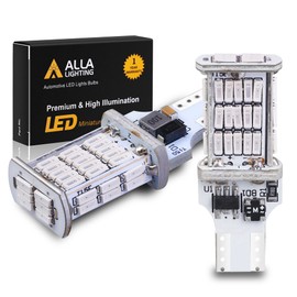 Alla Lighting 2600lm T10/T15 912 921 LED Strobe Bulbs, Red Flashing Center High-Mounted Stop Lights Lamps(3rd Brake Lights), Super Bright 922 W16W 906 4014-SMD Replacement