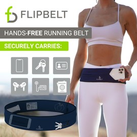 FlipBelt Classic Running Belt, Running Fanny Pack for Women and Men, Non Chafing Waist Band Pack for Phone, Moisture Wicking Storage Belt, USA Company
