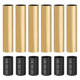 PATIKIL 4" Tall Candle Covers Sleeves, 6Pcs Metal E12 Chandelier Socket Sleeves with Insulation Heat Shrinkable Flame Retardant Tube Bulb Light Base Holder for Lamps, Golden