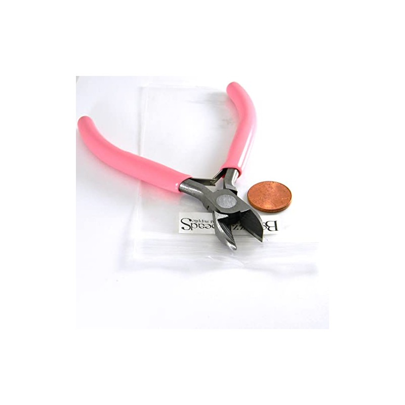 Pink & Carbon Steel Metal Side Cutters Spring Loaded Return