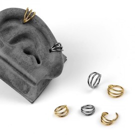 PIERCINGFUN Titanium Triple Hoop Hinged Piercing Nose Rings 18G 10mm for Nostril Septum Cartilage Helix Daith Tragus Rook Conch Lip Ear Lobe Piercings Silver, 1.0*10mm, Titanium, no gemstone