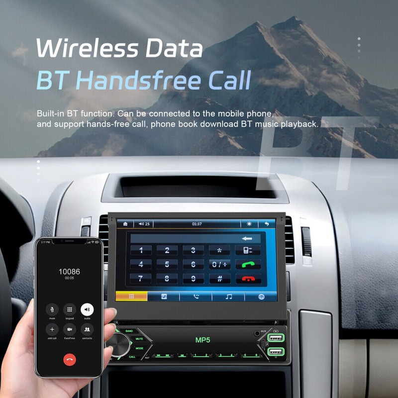 CFRIATO 7" Single 1 DIN Flip out TouchScreen Car MP5