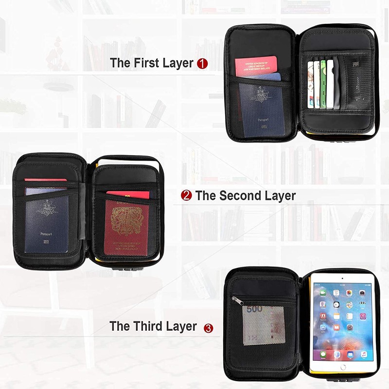 ENGPOW Small Fireproof Bag with Lock,Fireproof Soft Money Organizer Case
