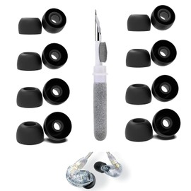 Vykyntow 8 Pairs Replacement Ear Tips Compatible with Shure SE215 PRO, with 3 in 1 Cleaner Kit, Silicone Ear Tips (XS/S/M/L)