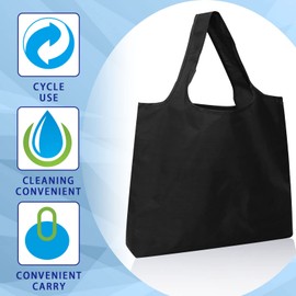 Modixun 4 Pack Ultra Large Foldable Shopping Bags Reusable Sturdy Shopping Bags with Attached Pocket Waterproof Reusable Machine Washable Black, black