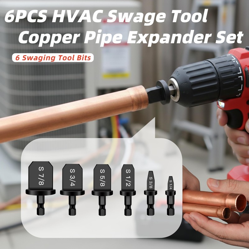 Aoebwpwi 12PCS Swage Tool HVAC Repairing Set with Bit Holder,
