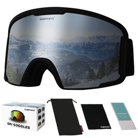 OUTDOOR SPARTA Adult Ski Goggles (3.Black Frame, Full Lens Mirrored Silver)