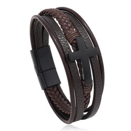 Leather Bracelets for Men First Communion Gifts Cross Bracelet Jewelry Cuff Bracelet for Men Trendy 2025