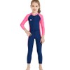 Girls Color Block One Piece Swimsuit Kids Long Sleeve Rash