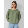 s.Oliver Textured Viscose Blouse with Ruffle Detail, olive green
