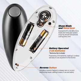 Auto 2.0 Hands-Free Can Opener – Effortlessly Open Any Can Shape with a Simple Button Press – Smooth Edge, Food-Safe, Ideal for Seniors and Arthritis-Friendly Kitchen Tool