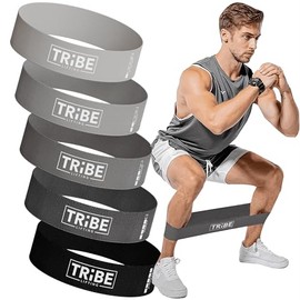 Tribe Lifting - Bandas de resistencia de tela para glúteos y piernas | Juego de 5 bandas de tela para entrenamiento | Bandas gruesas de glúteos para sentadillas, estocadas, entrenamiento de cadera