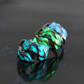 Womens Mens Ring 1 pc Women and Men Allergy Free Glow in the Dark Luminous Dragon Ring Party Gifts Silver Yellow Green 11