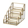 Hipiwe 4 Slots Glass Business Card Holder for Desktop, Gold