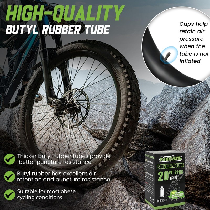 PAKCHEF 2 Pack 20x3 Bike Tube, Heavy Duty Butyl Rubber