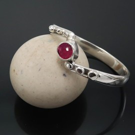 JEWELSTREZORO Cabochon-Granat Edelstein-für Herren und Damen,Geschenkartikel, 925er-Sterling Silber Band Ring Schmuck TSR1077BS_17 (63 (20.1))