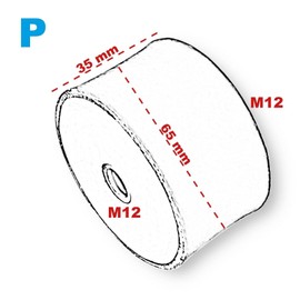 4x Rubber Buffer Anti-Vibration Damper Silent Block Machine Feet Metal Thread (P) M12 Inner L & R 65 x 35 mm
