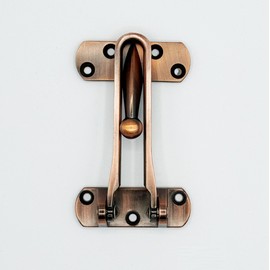 Hinged Bar Lock for Swing-in Doors, Door Latch Lock Chain – Secondary Security Lock for Door and Security, 3-7/8 in. Bar Length, Buckle (Single Pack) (Antique Copper)