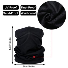 Neck Warmer Snood for Men & Women, 2 pieces Waterproof Windproof Thermal Motorcycle Neck Warmer Gaiter, Multifunctional Warmer Balaclava Hood Unisex for Outdoor Sports, black, grey