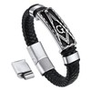 Bandmax Masonic Freemason Bracelet for Men Black Leather Freemason Masonic