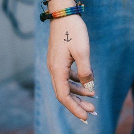 WEEKINK Anchor Temporary Tattoos Set - Waterproof Nautical Semi-Permanent Tattoos for Wrist, Finger, Neck & Leg, Sailor Body Art for Men and Women