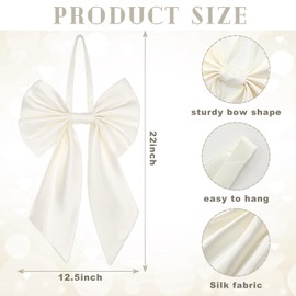 Janinka Big White Bow 22", Large White Bow for Decoration, Coquette Birthday Party Decor, Ribbon Hanging Decor for Door Windows Party Wedding Shower Decoration