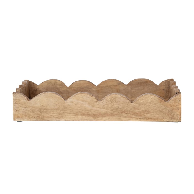 Creative Co-Op Mango Wood Scalloped Tray, Natural
