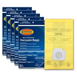 Envirocare Replacement Vacuum Cleaner Bags made to fit Kenmore Canister Type C/Q. 5055, 50557 and 50558 Panasonic Type C-5,15 pack
