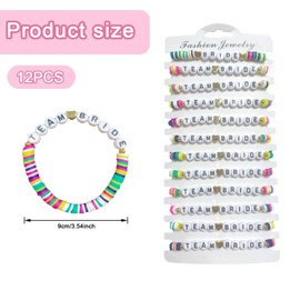 ALLY-MAGIC 12 Pcs Team Bride Bracelets,Pearl Beaded Soft Pottery Bride Beaded Bracelets for Engagement,Bridal Shower, Wedding,Bachelorette Party Y5RTXNCZ