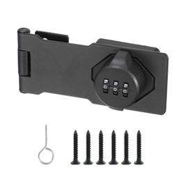 PATIKIL 4.5 Inch Cabinet Password Hasp Lock, 3-Digit Barn Door Lock Security Combination Latch Lock for Drawers Cabinets Small Doors, Gray