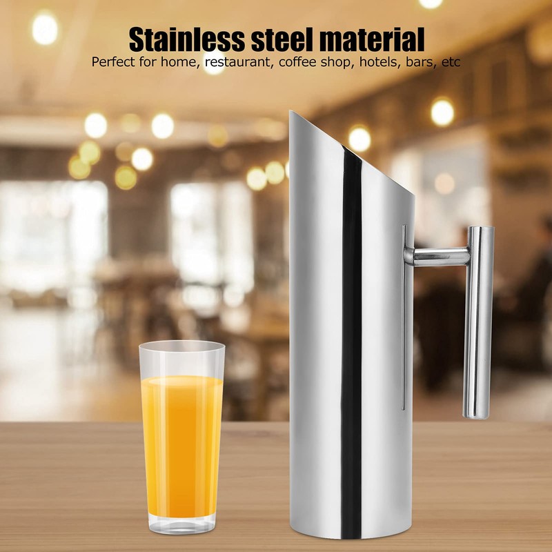 Stainless Steel Water Pitcher, 1L/1.5L Milk Water Jug with Handle,