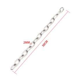 Small Metal Chain,Stainless Steel Safety Chains 20in (L) x 2MM (T) Long Link Chain Rings Light Duty Coil Chain for Hanging Pulling Towing (2mm*50cm-1 Pack)