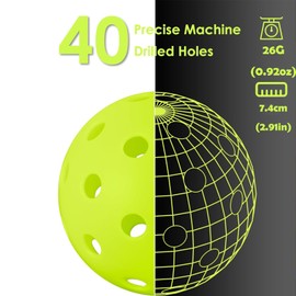 ZQuintuplian 4 Pcs Pickleball Balls, Padel Balls, 40 Holes ball, Balls for Amateurs Indoor and Outdoor Sport, 4 Colors, Balls for Outdoor Pickleball Practice and Match Play