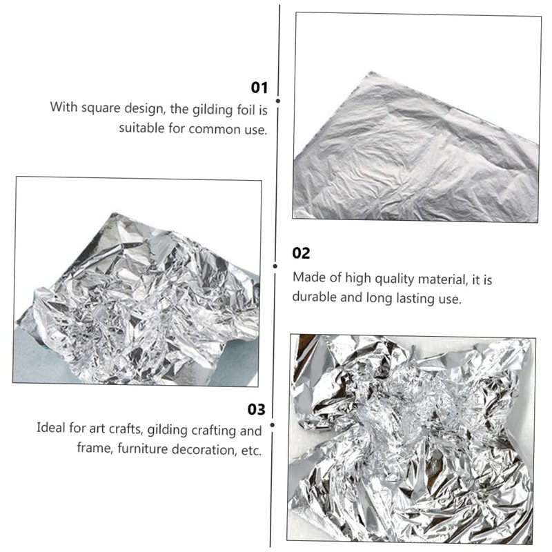 DOITOOL 200Pcs Silver Gilding Foils Imitation Leaves for Art Crafts
