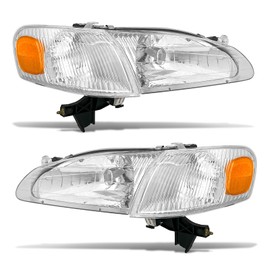 ADCARLIGHTS Headlight Assembly Compatible with 1998 1999 2000 Toyota Corolla Headlamp with Chrome Housing Amber Reflector Driver and Passenger Side