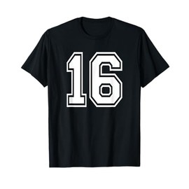 Number 16 Numbered Uniform Sport Jersey Team 16th Birthday T-Shirt