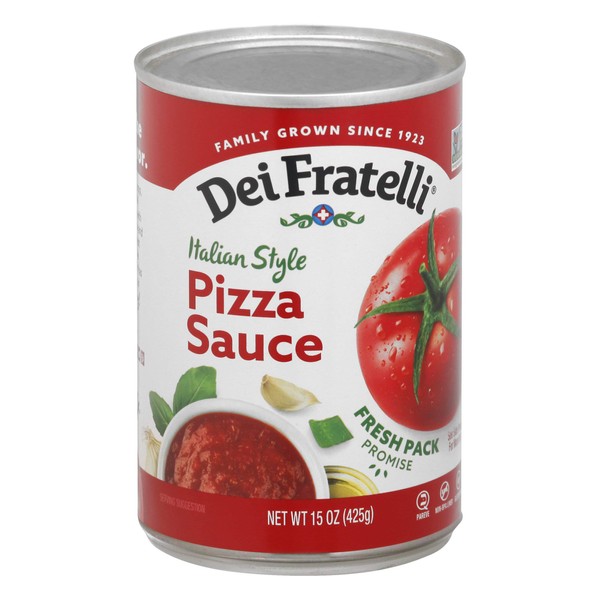 Dei Fratelli Pizza Sauce from All-Natural Vine-Ripened Tomatoes - No Water, No Paste, Non-GMO, Gluten-Free (15 oz. Cans, 12 pack)