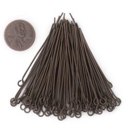 TheBeadChest Antiqued Brass 21 Gauge 2 Inch Eye Pins (Approx 100 pieces)