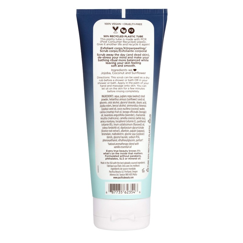 Pacifica Coconut Cream Body Scrub, Gently Exfoliates & Polishes Dead