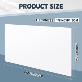 Sasylvia HDPE Sheet 1/2" Thick, HDPE Plastic Sheet Flexible High Density Polyethylene Board Solid Plastic Block for DIY Projects for Machining Home (2 Pcs,White,24'' X 48'')