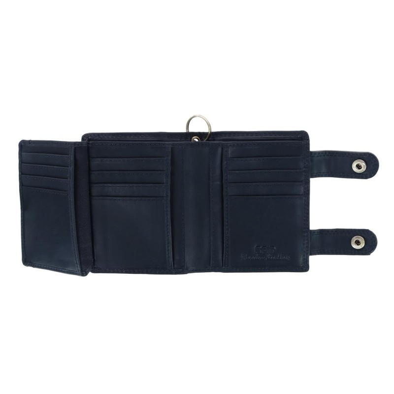 CTM® Men's Leather Eagle RFID Zip Around Chain Wallet, Black