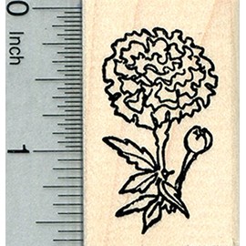 Marigold Flower Rubber Stamp, Summer Floral Series