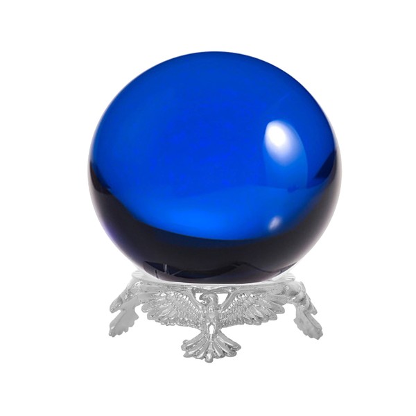 Amlong Crystal Blue Crystal Ball 50mm (2 inch) with Silver Eagle Stand