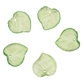 PH PandaHall 100pcs Green Flower Beads, Transparent Leaf Bead Charms, 15x15x2mm Frosted Leaves Pendants with 1.5mm Hole for DIY Earrings Pendants Bracelets Jewelry Making Spring Crafts Decor